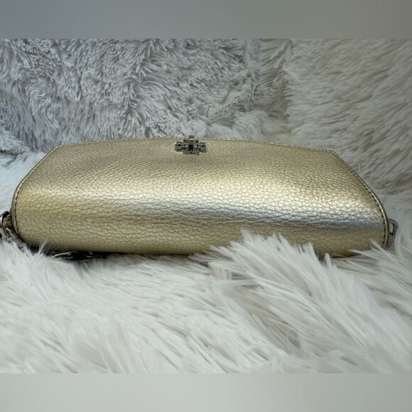 Tory Burch Robinson Metallic Gold Leather Crossbody Removable chain - Picture 10 of 14